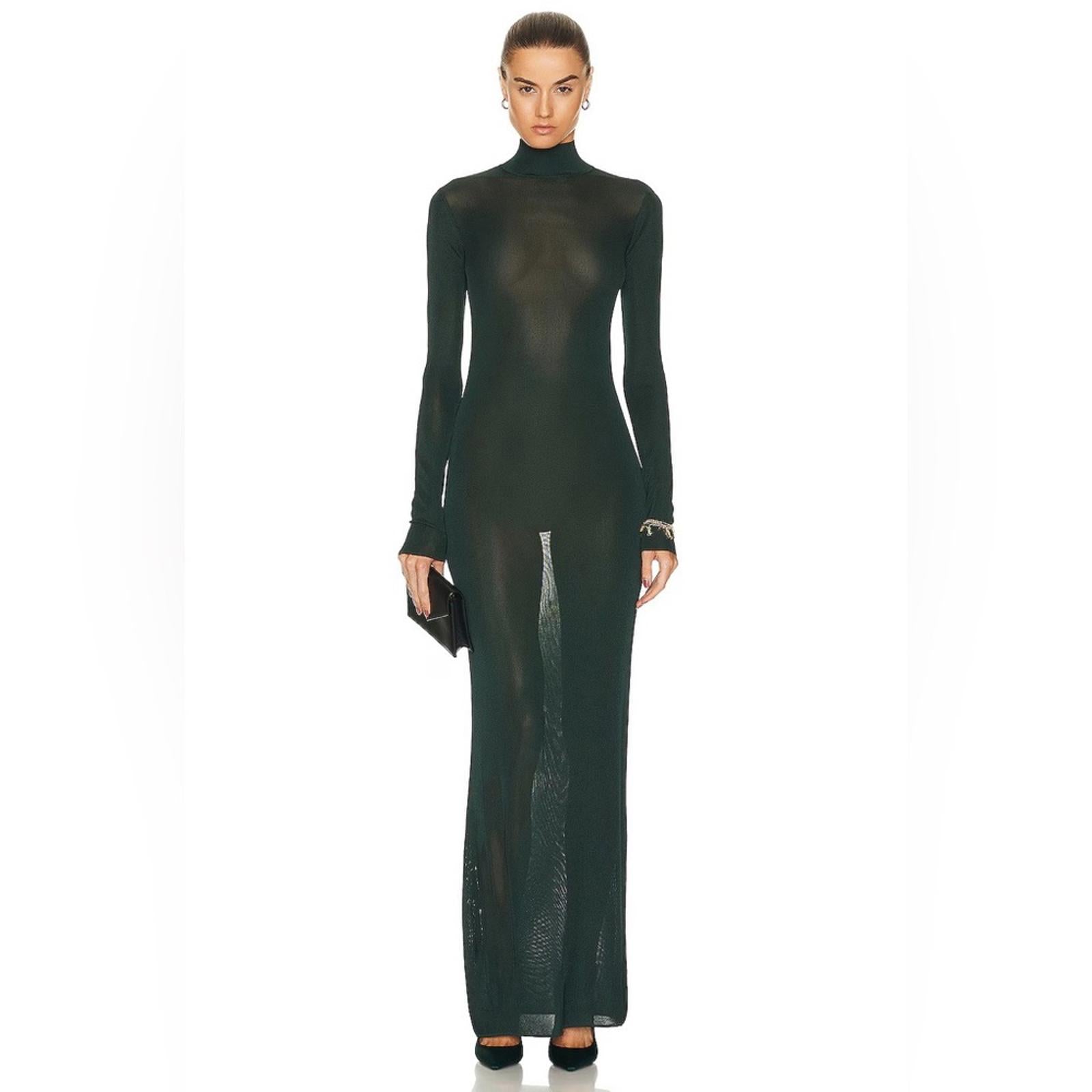 Saint Laurent Mock Neck Long Sleeve Dress