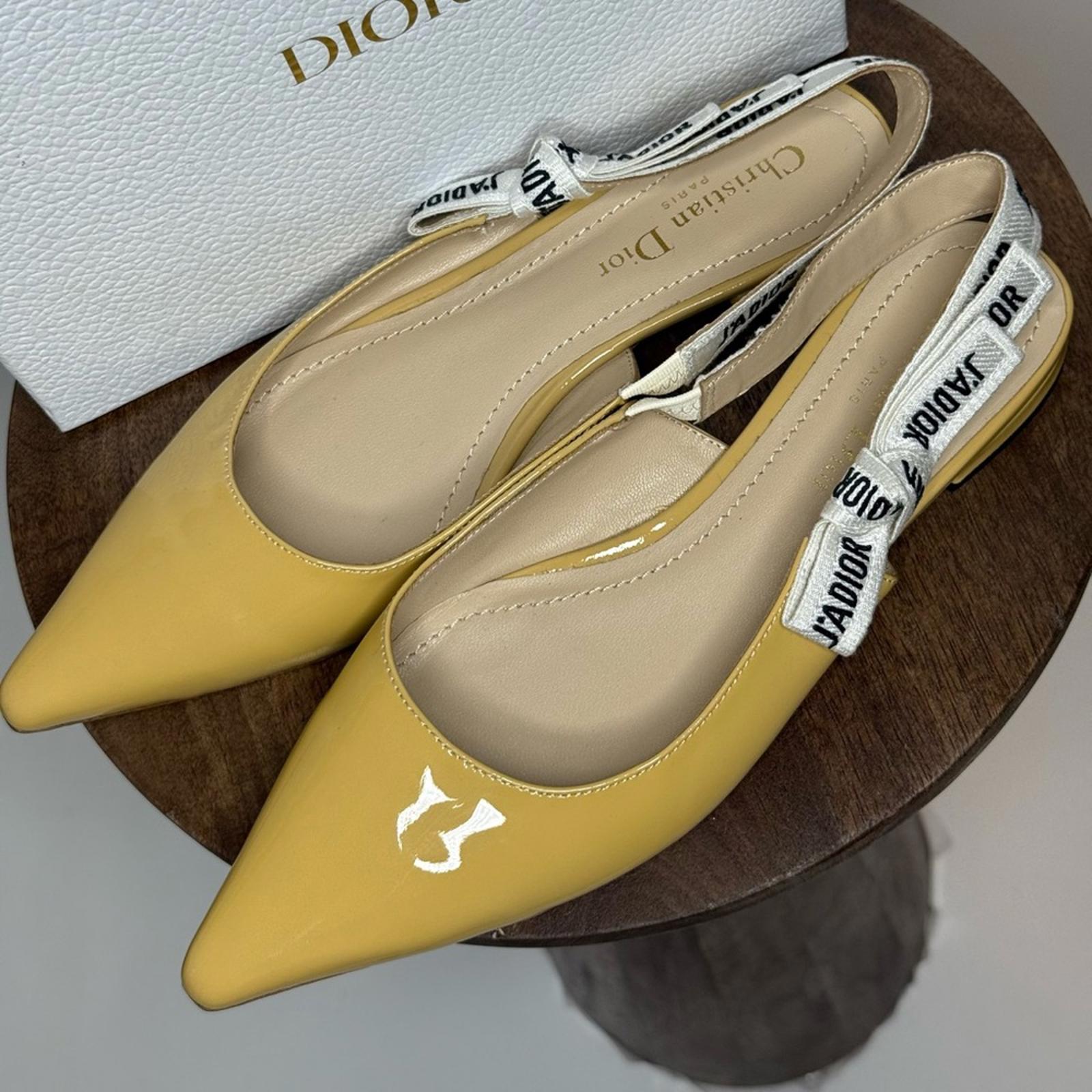 Christian Dior Patent Leather J'adior Slingback Flats