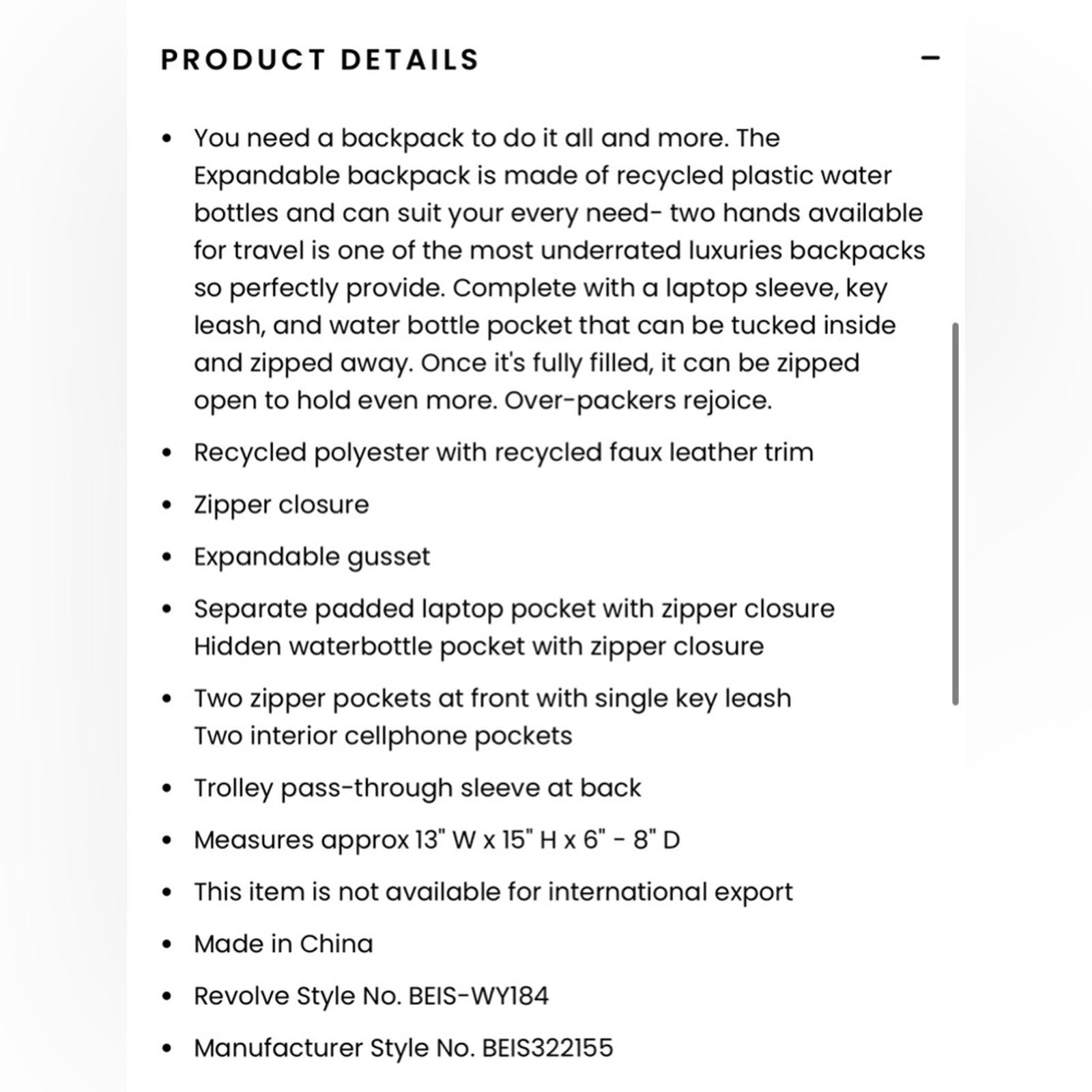 BEIS The Expandable Backpack