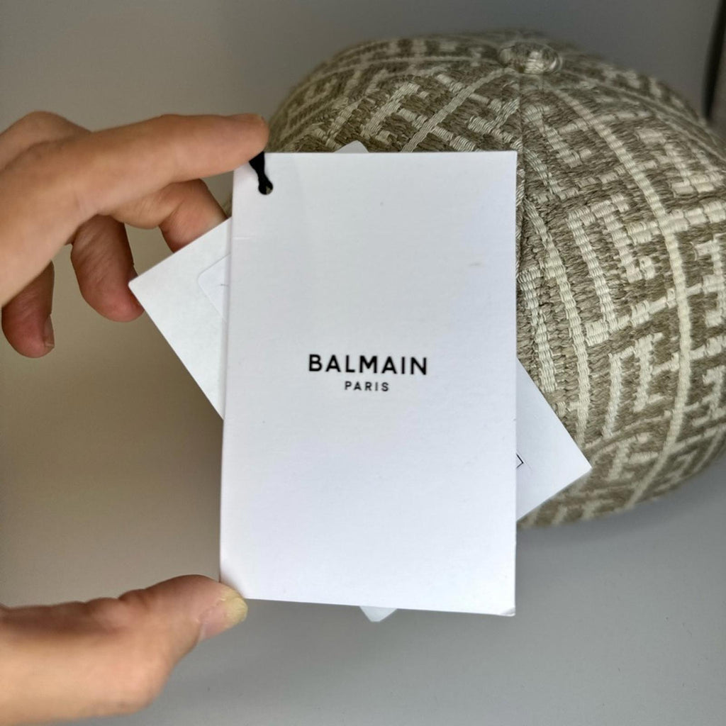 Balmain Monogram Raffia Cap