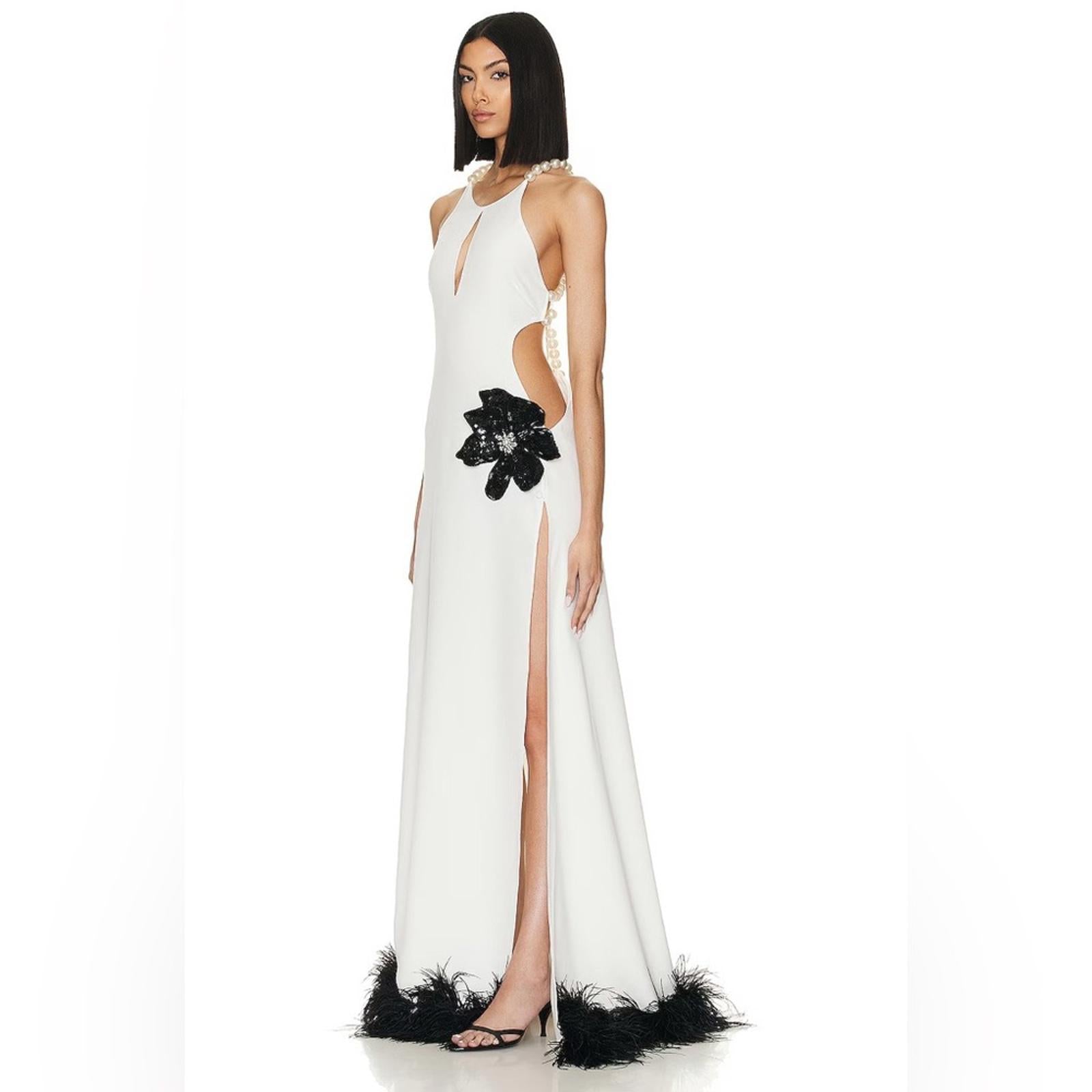 PatBo Halterneck Feather Trim Gown