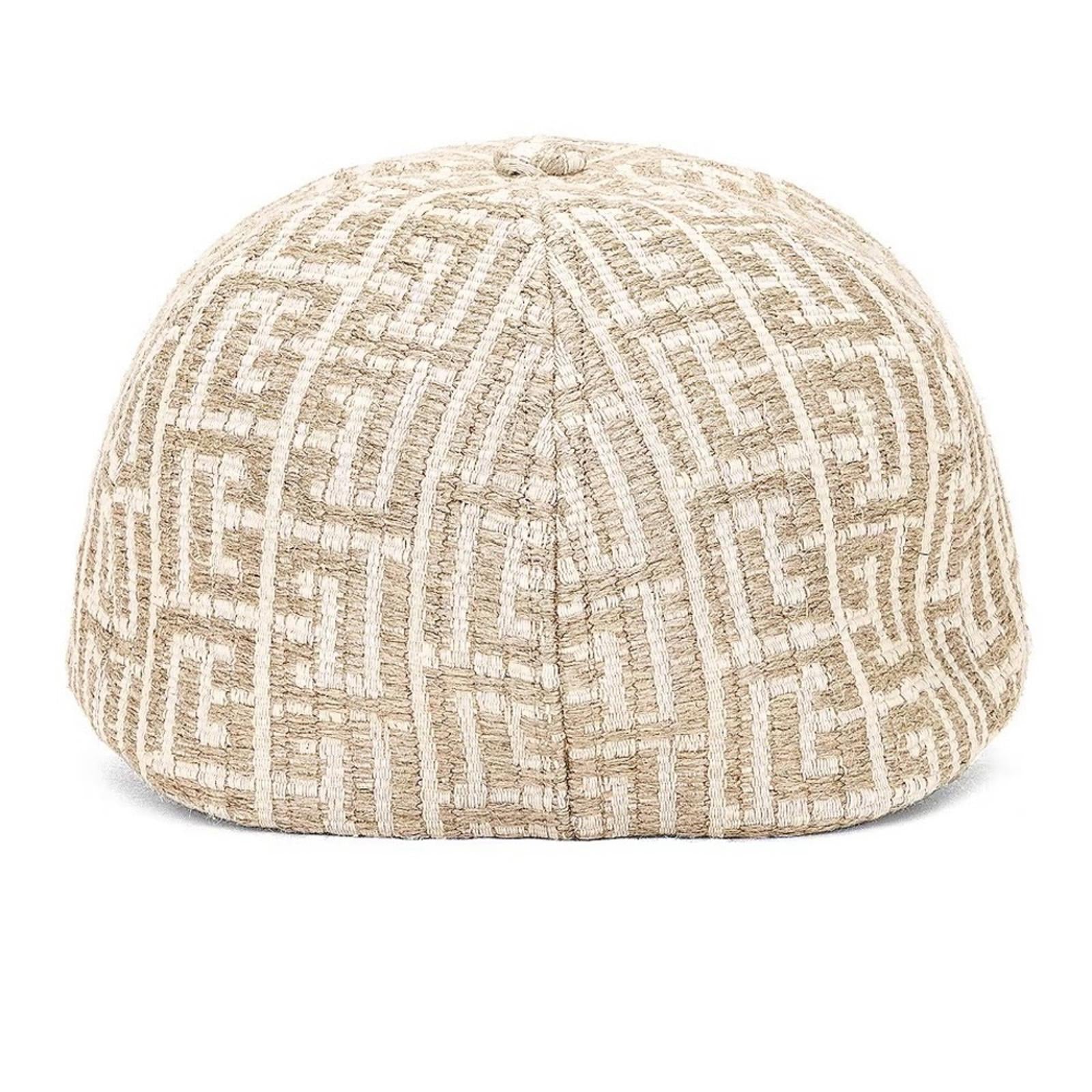 Balmain Monogram Raffia Cap