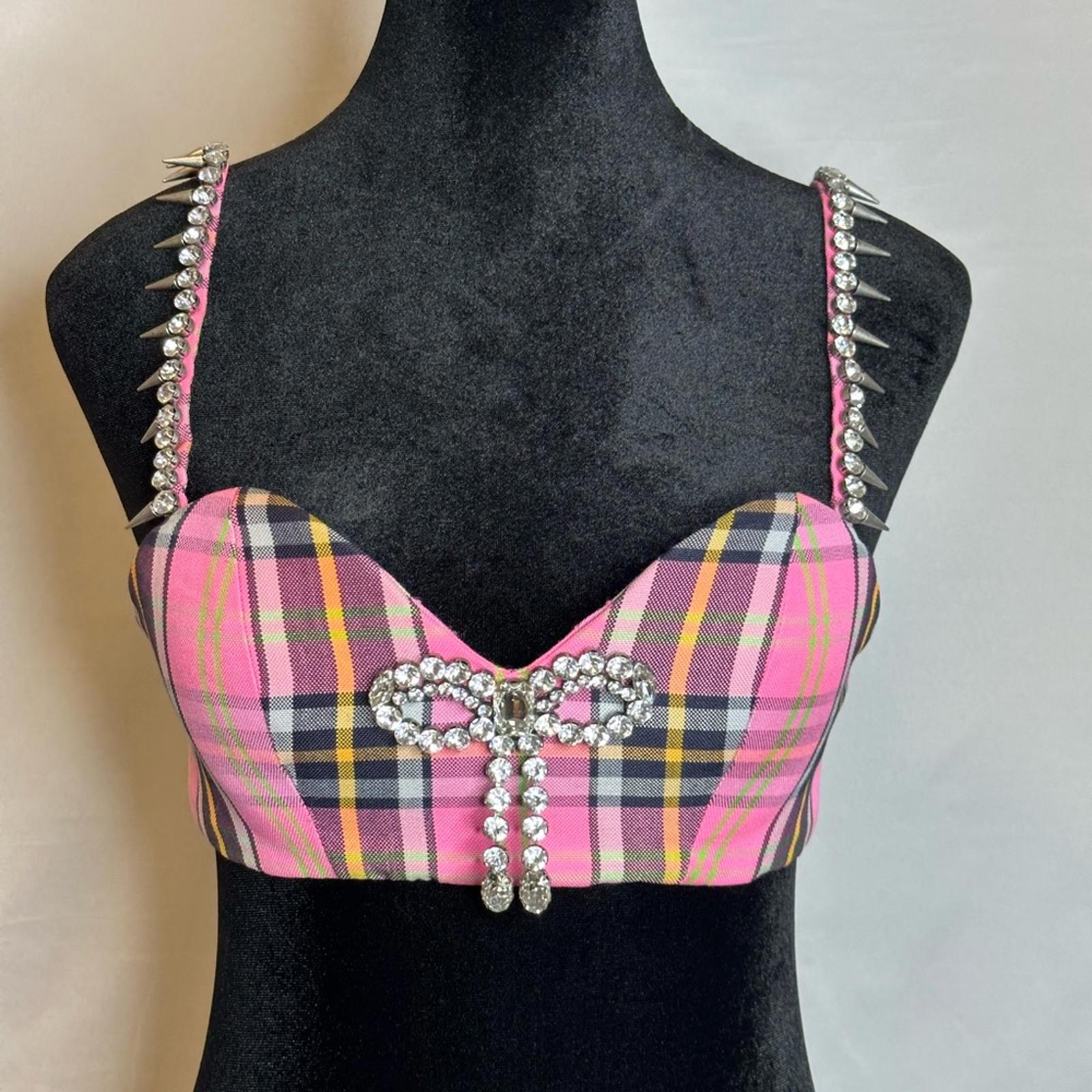 AREA Crystal Trim Bra Top