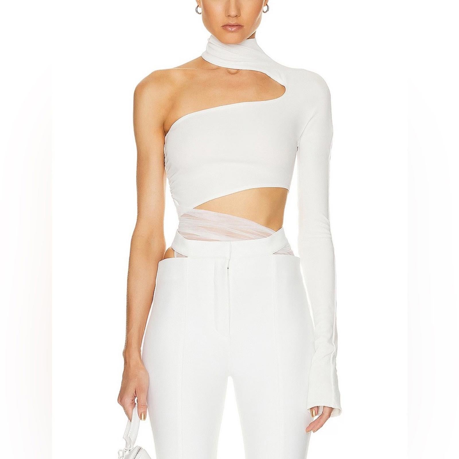 Mugler One Shoulder Cut Out Bodysuit