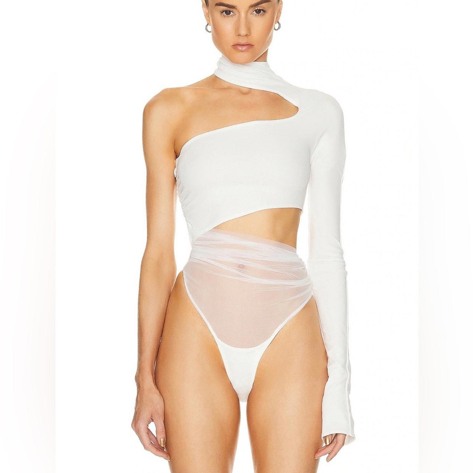 Mugler One Shoulder Cut Out Bodysuit
