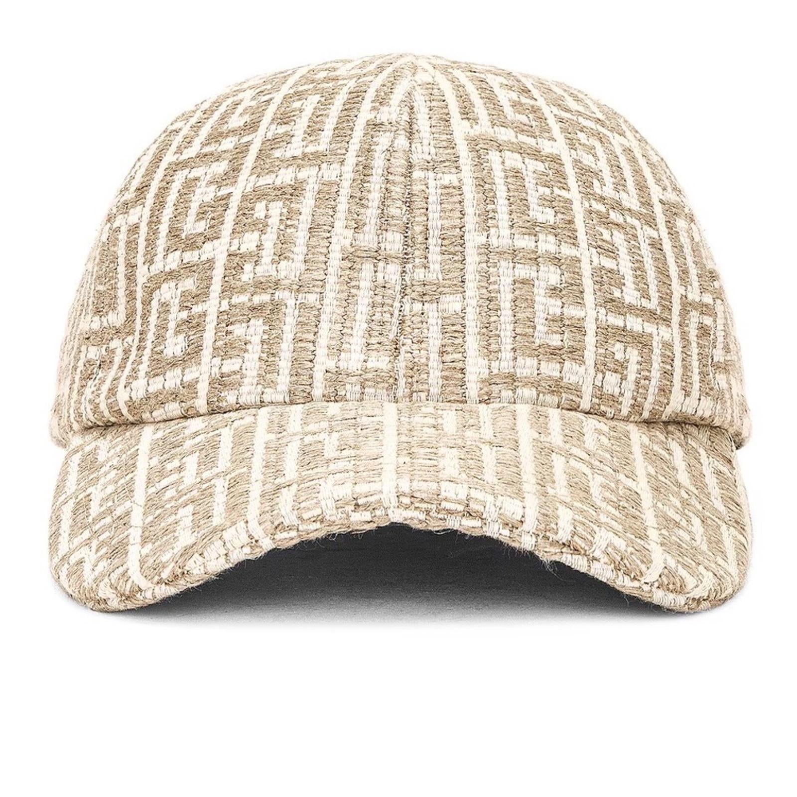 Balmain Monogram Raffia Cap