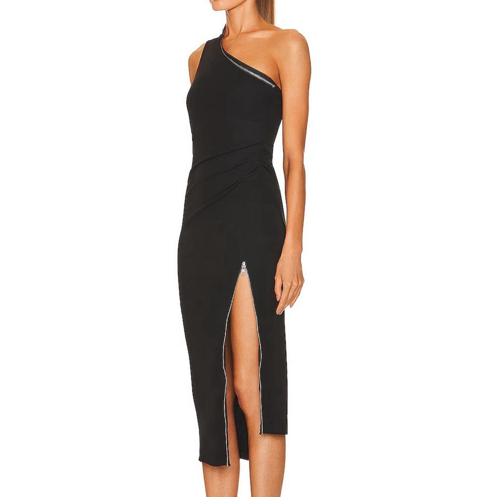 Helmut Lang Asymmetric Zip Midi Dress