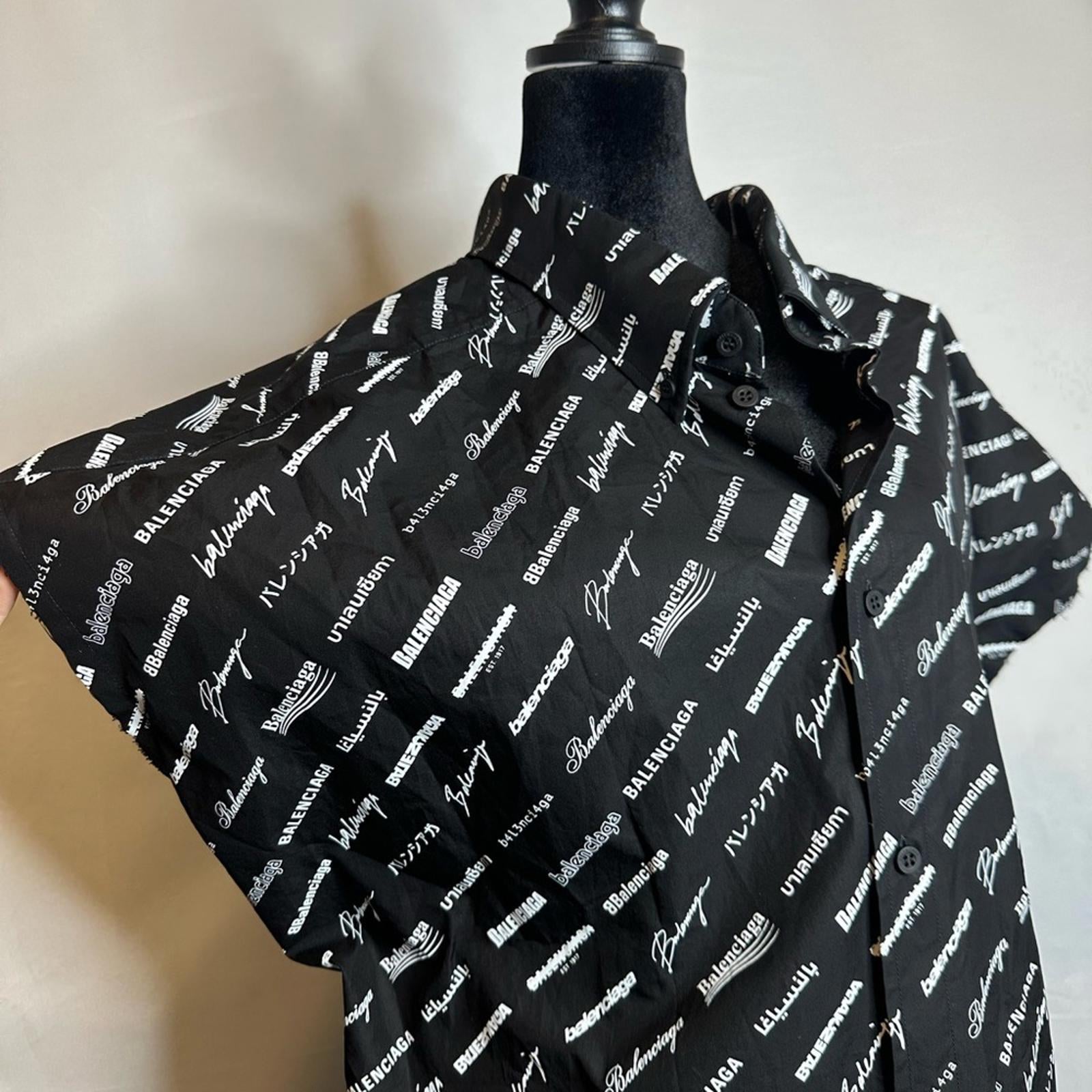 Balenciaga Lunar New Year All Over Logo Swing Collar Dress