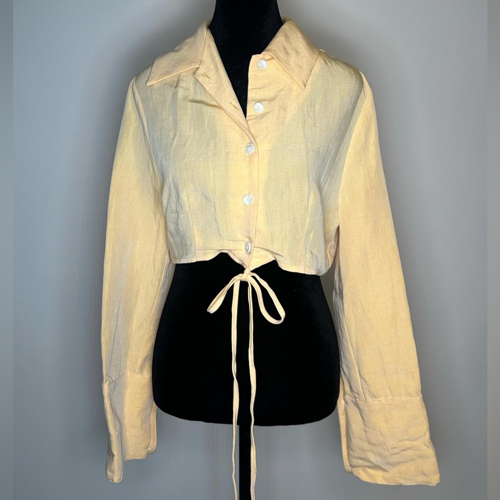 Matthew Bruch Long Sleeve Cropped Button Up Shirt