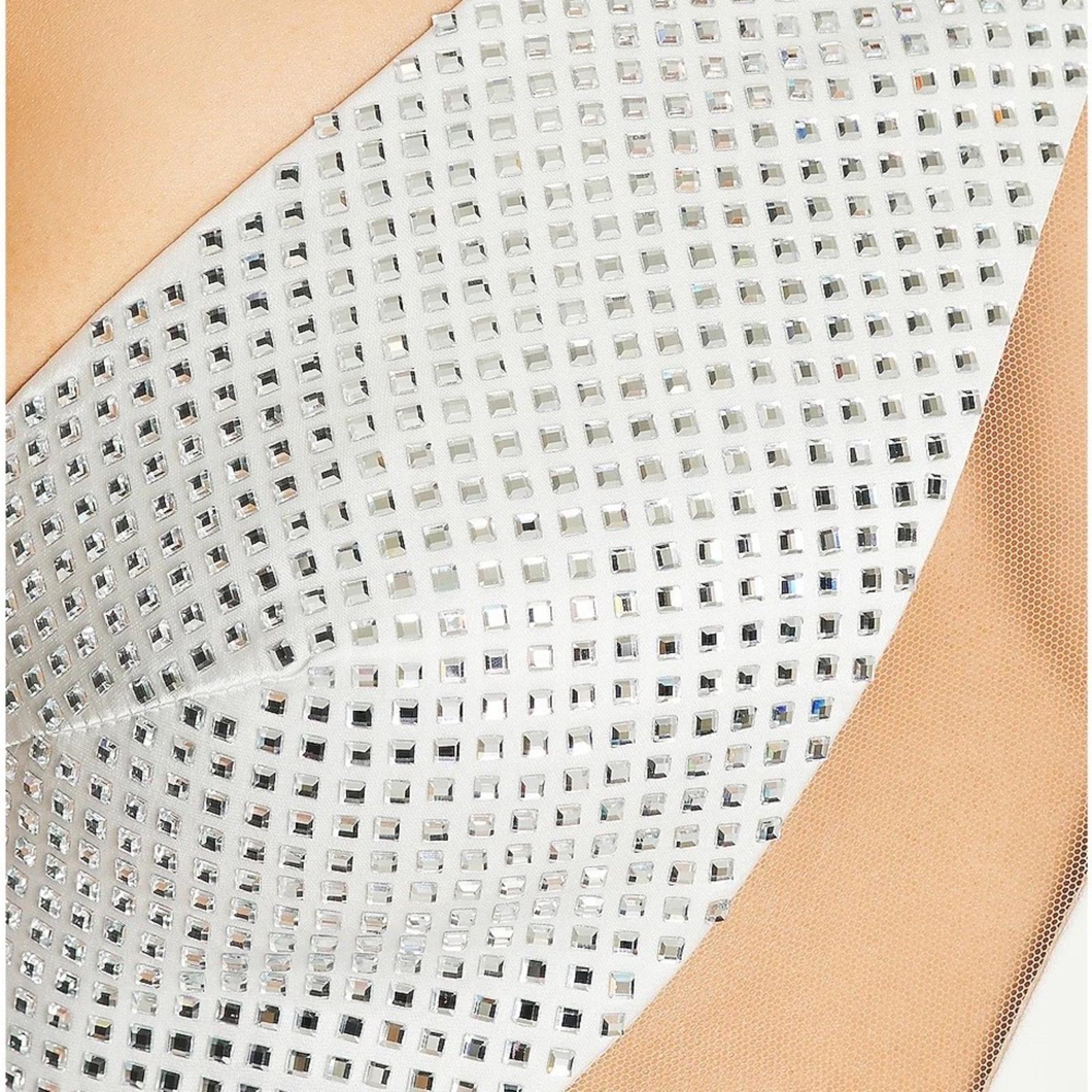David Koma Crystal Embroidered Net Panel One Shoulder Mini Dress