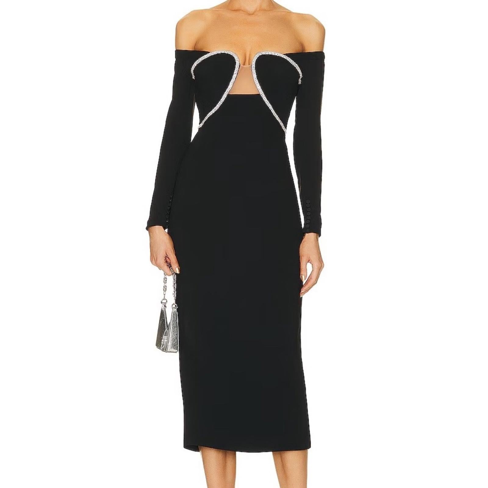 Self-Portrait Off Shoulder Heavy Midi Dress
