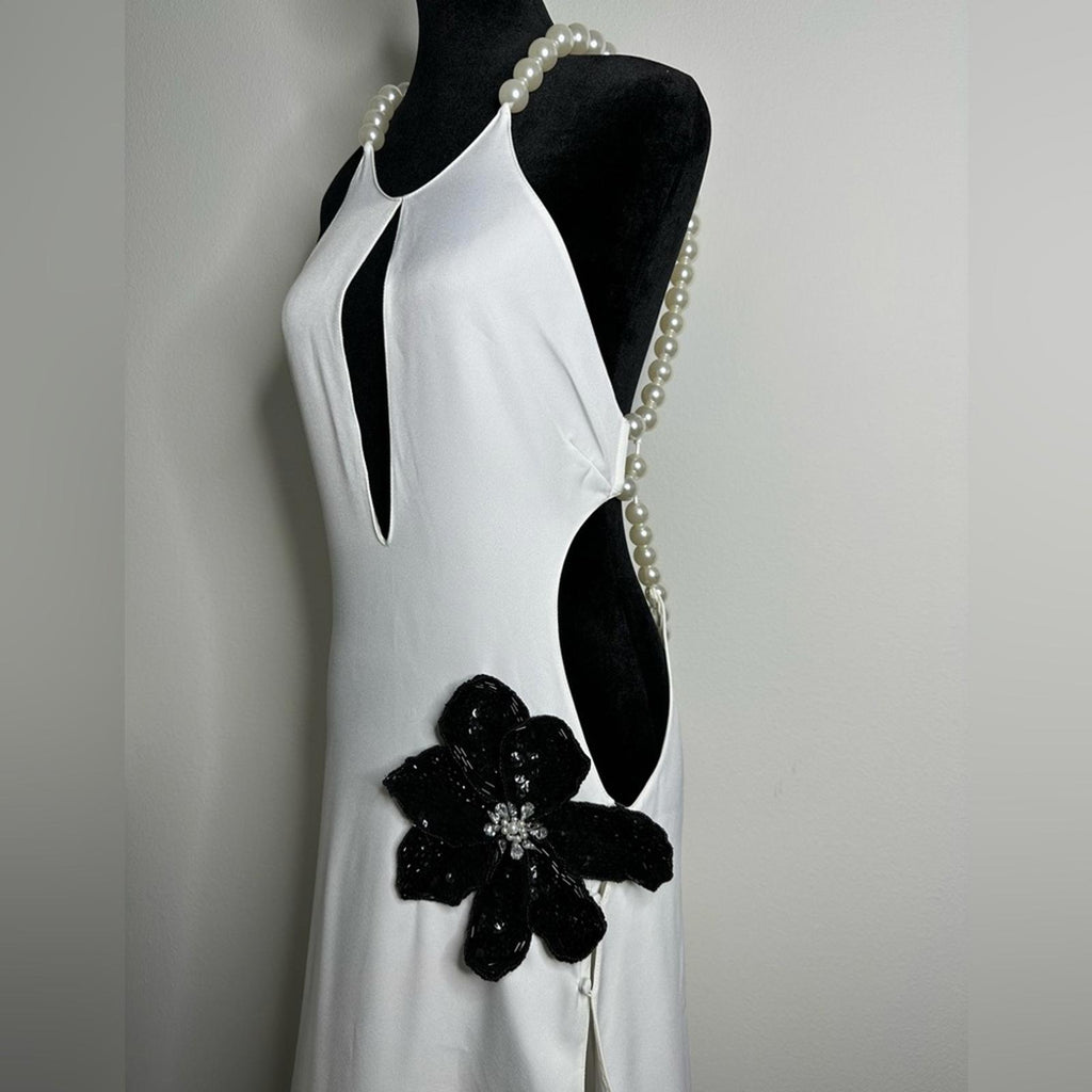 PatBo Halterneck Feather Trim Gown