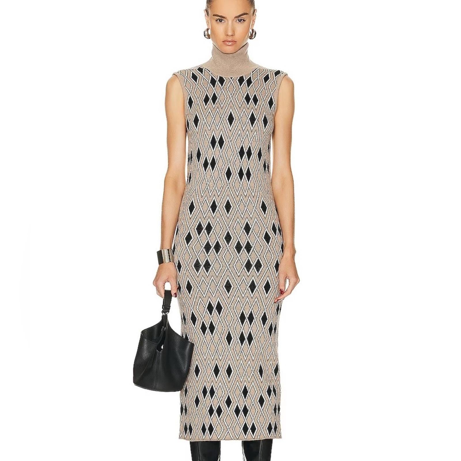 REMAIN Argyle High Neck Dress