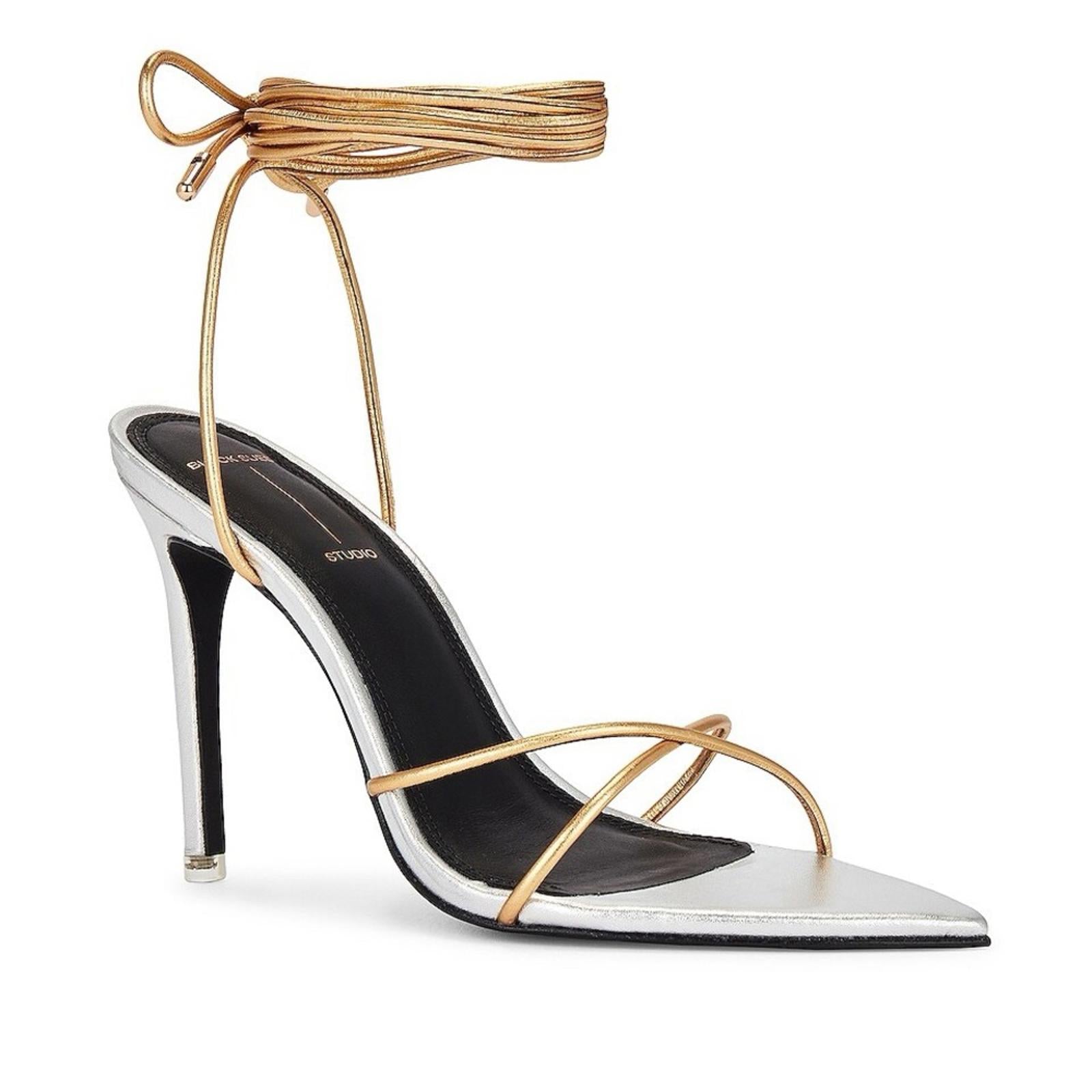 Black Suede Studio Talia Heel Sandals