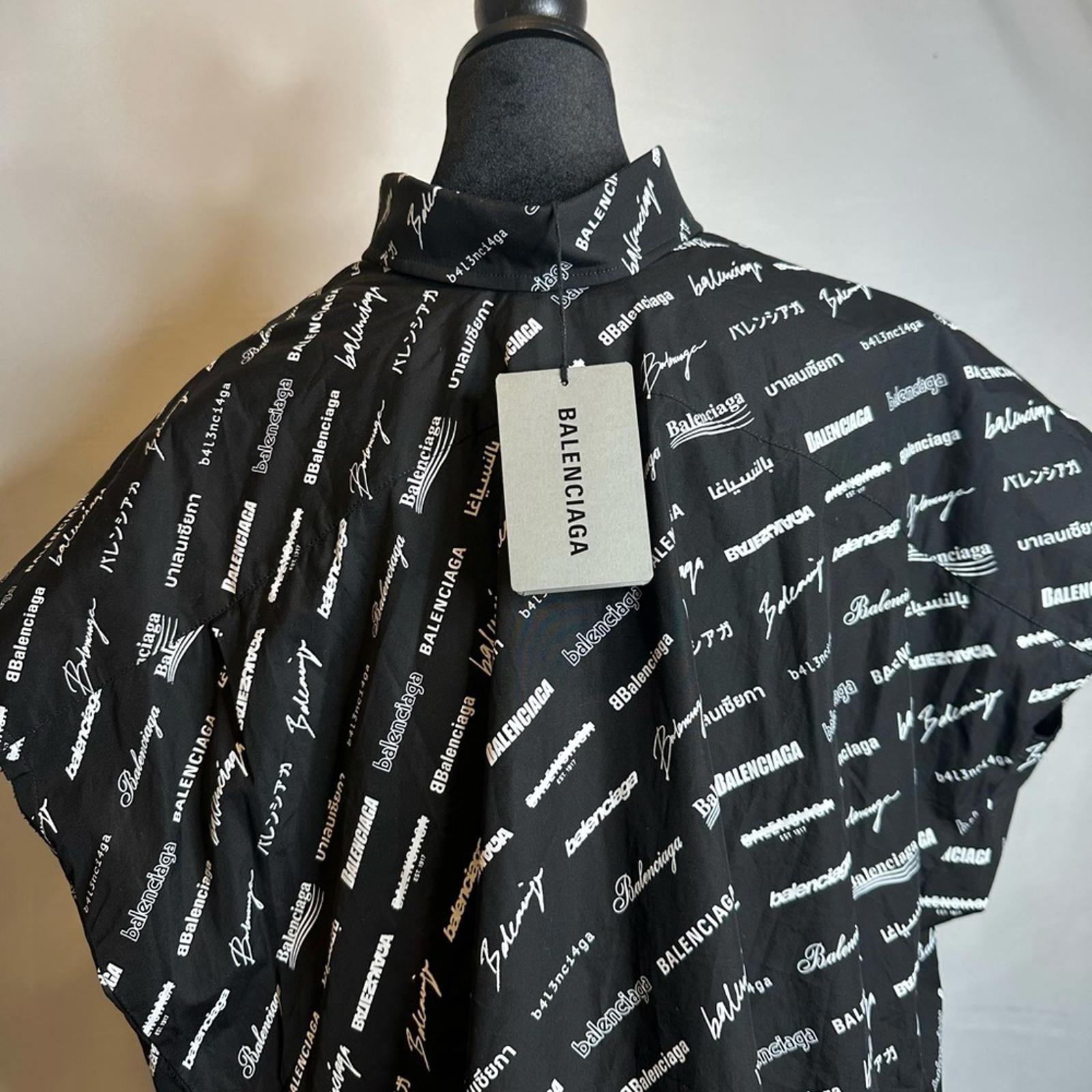 Balenciaga Lunar New Year All Over Logo Swing Collar Dress