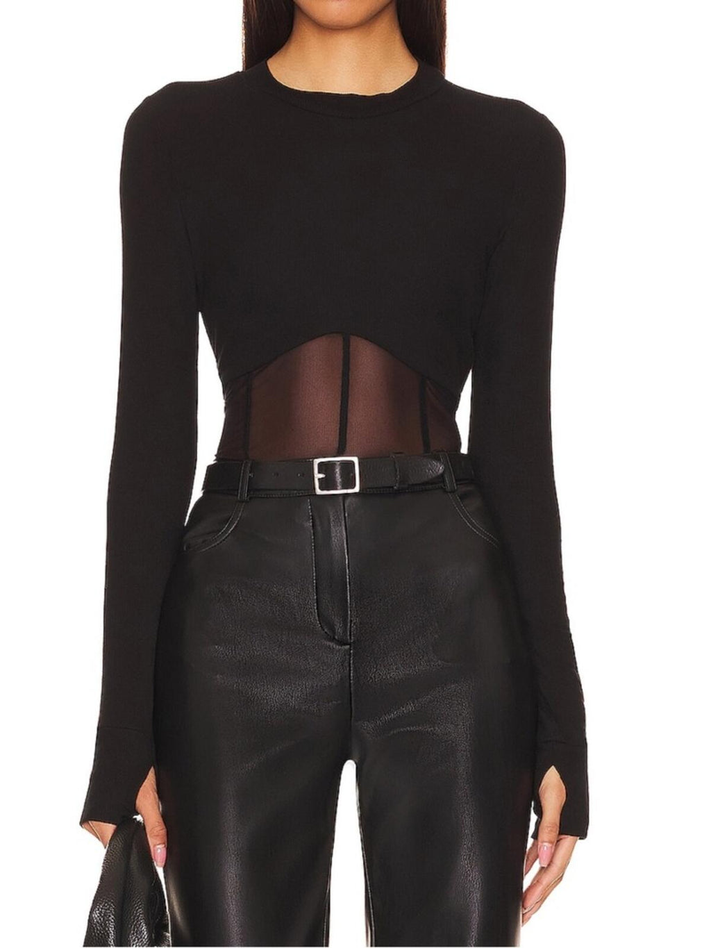 Michael Lauren Danton Rib Mesh Corset Top