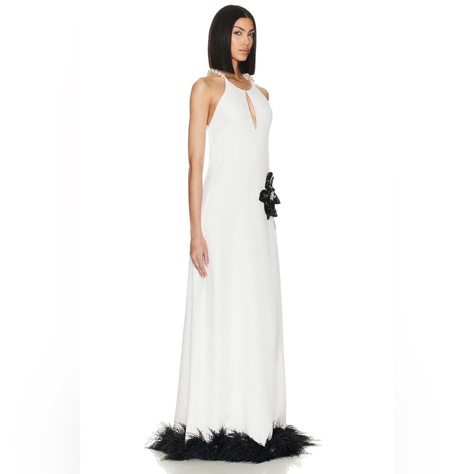 PatBo Halterneck Feather Trim Gown
