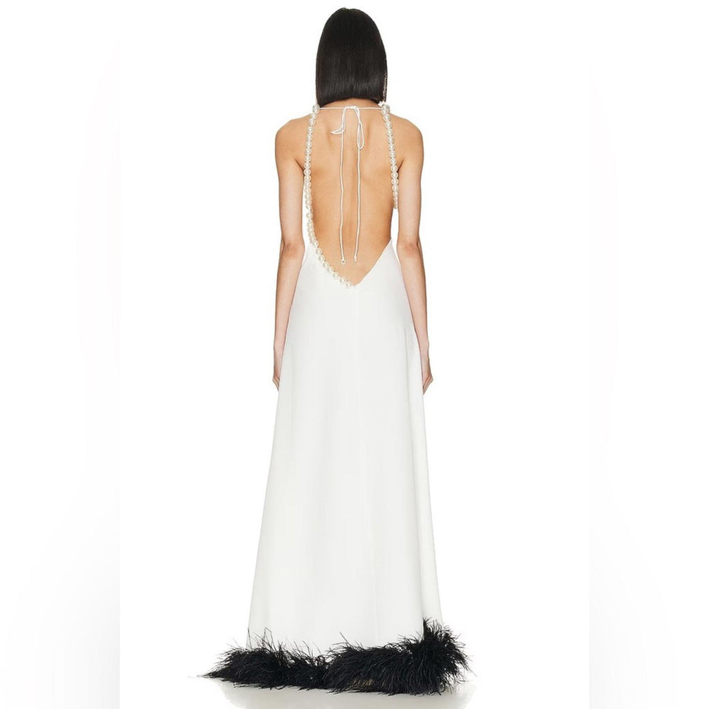 PatBo Halterneck Feather Trim Gown