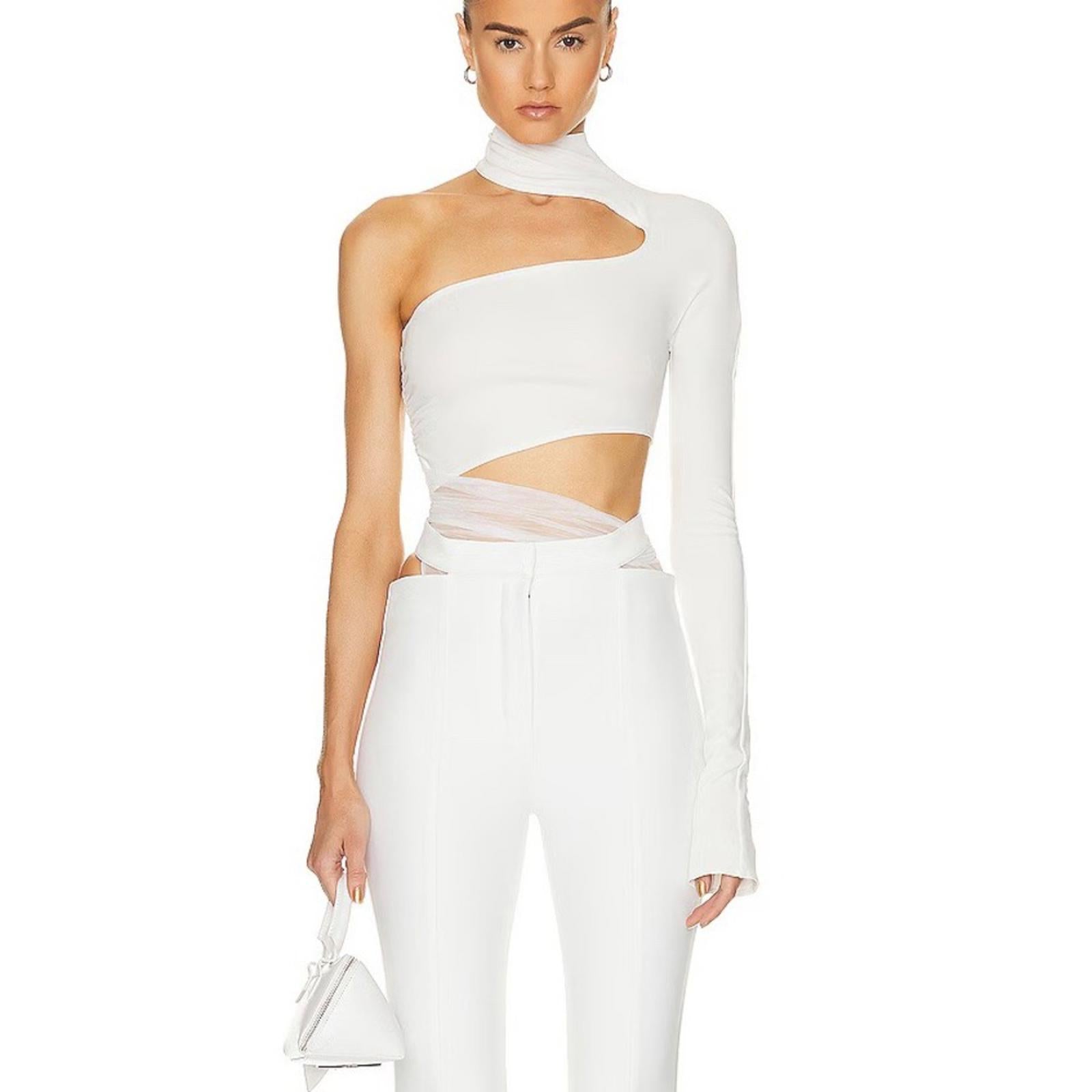Mugler One Shoulder Cut Out Bodysuit