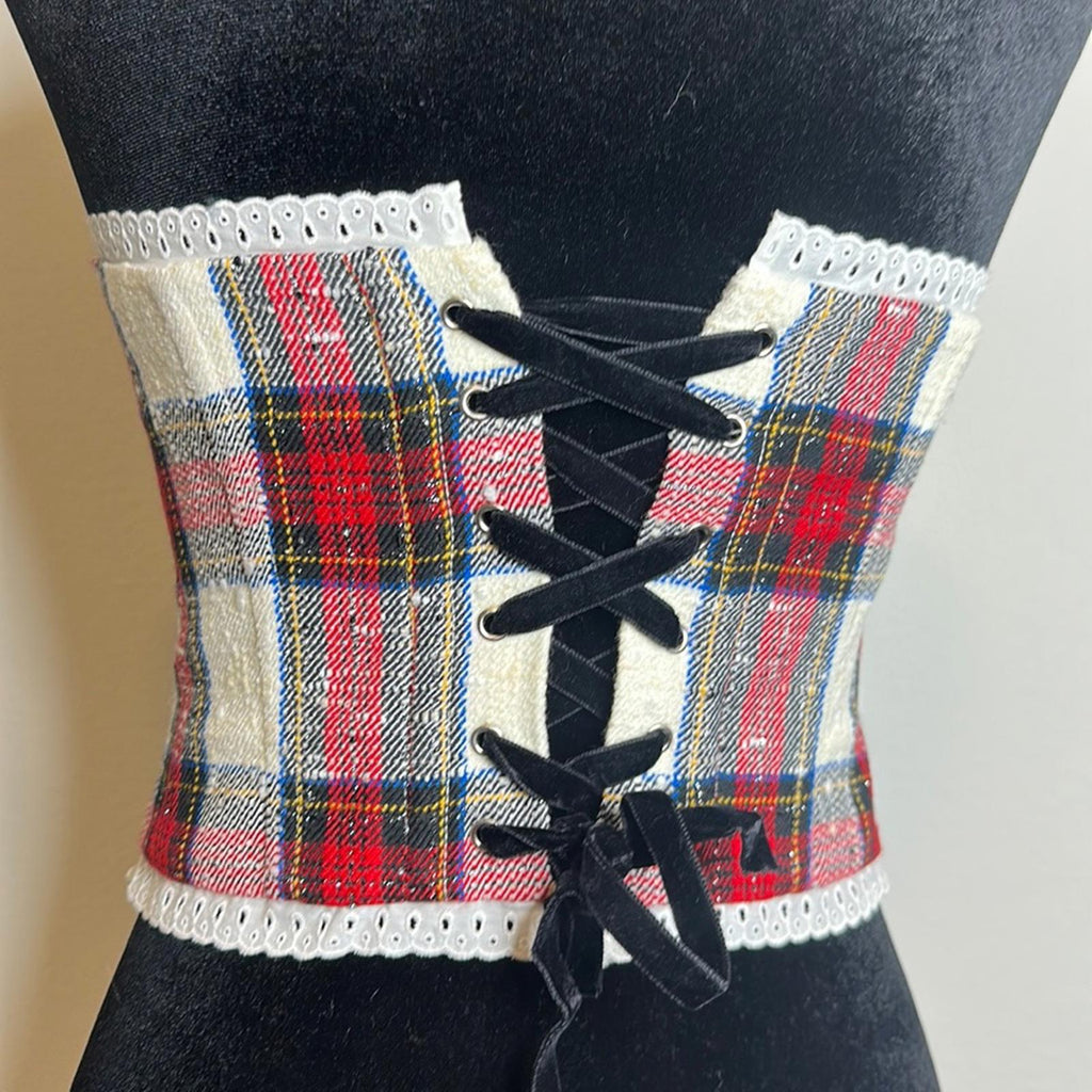 Alessandra Rich Checked Bustier Top