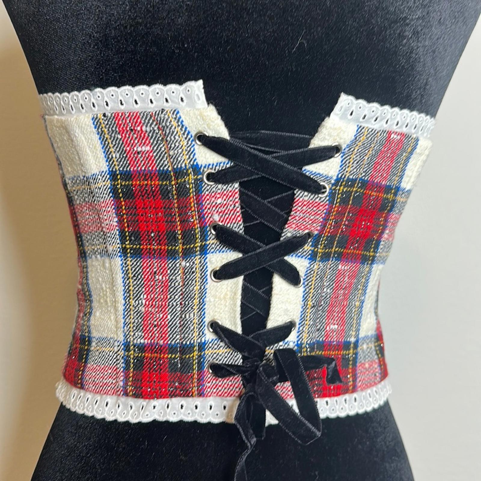 Alessandra Rich Checked Bustier Top
