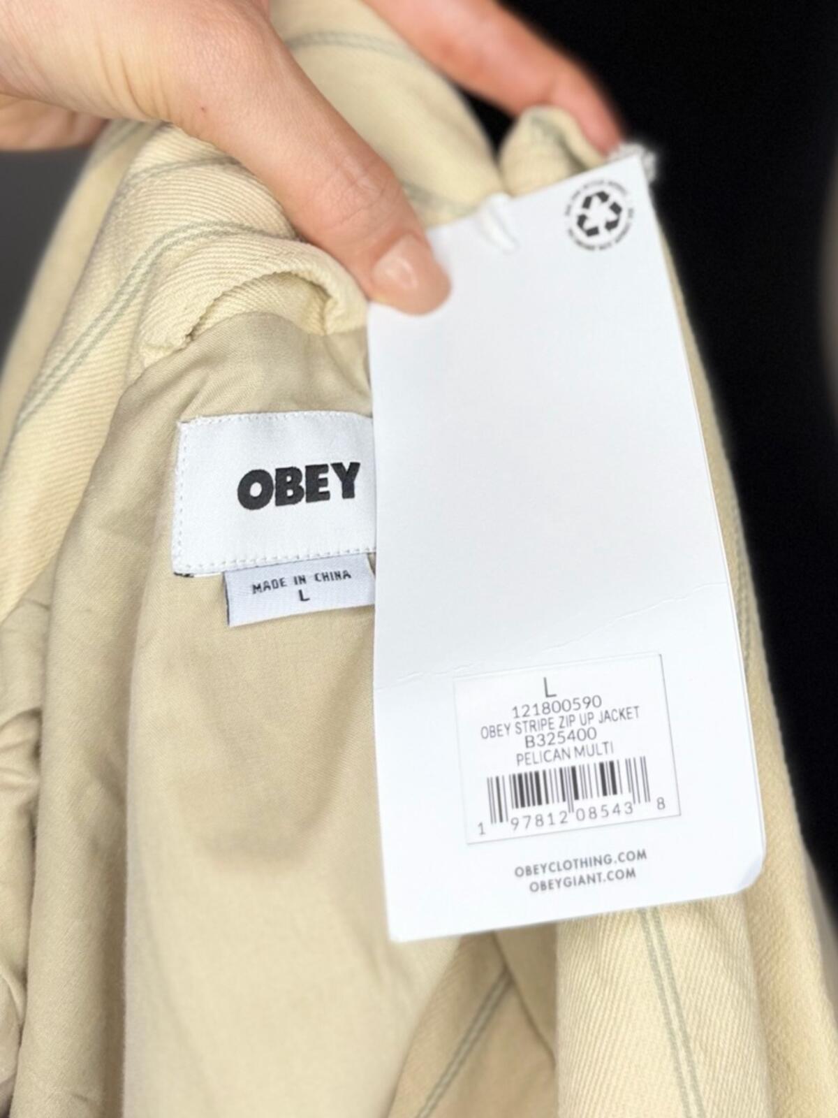 Obey Stripe Zip Up Jacket - Men