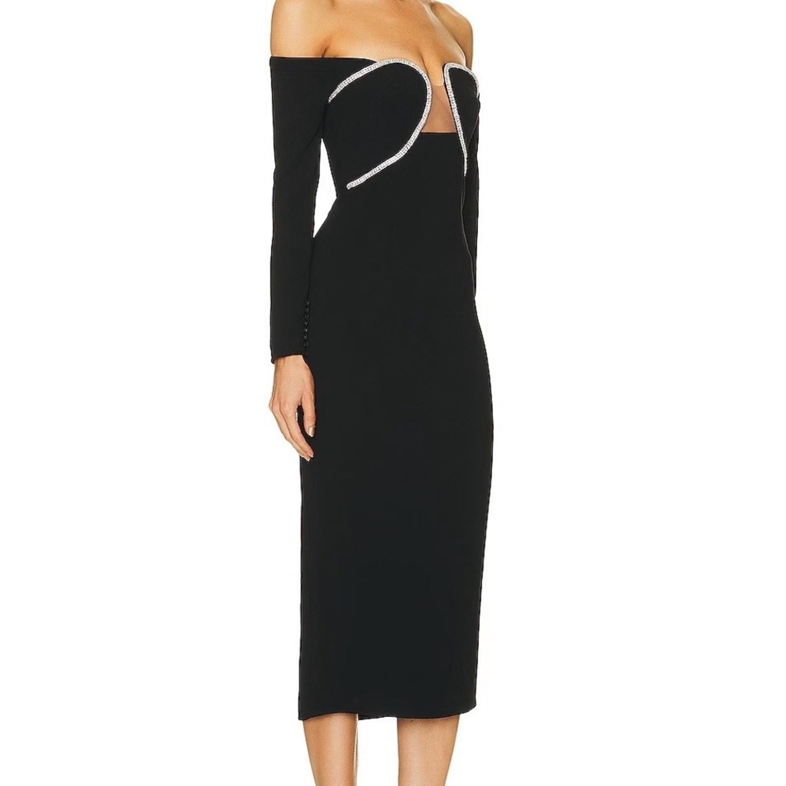 Self-Portrait Off Shoulder Heavy Midi Dress
