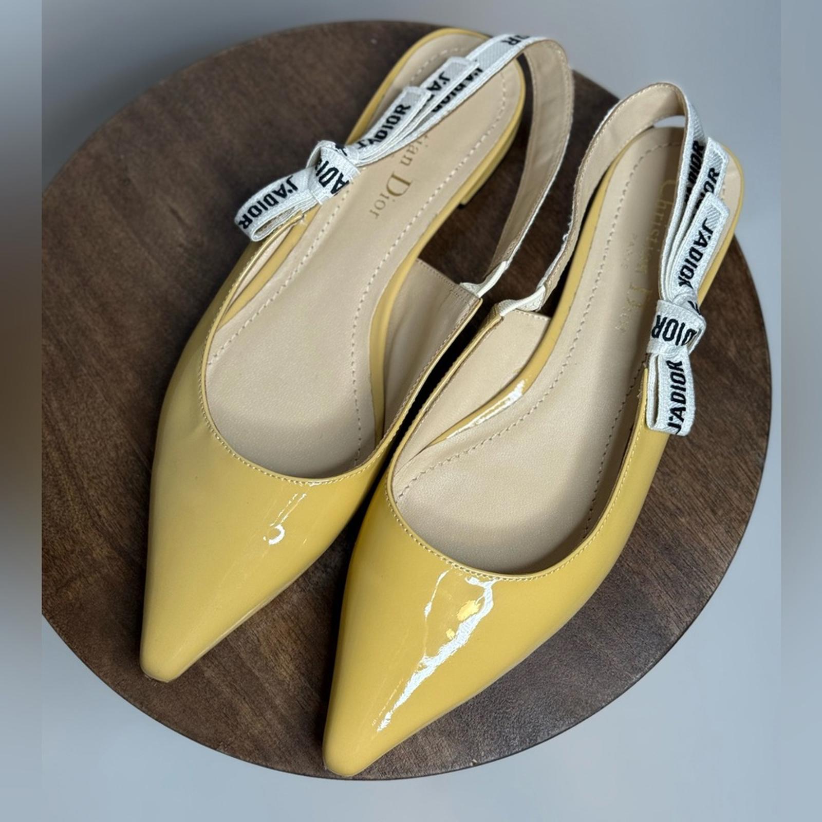 Christian Dior Patent Leather J'adior Slingback Flats