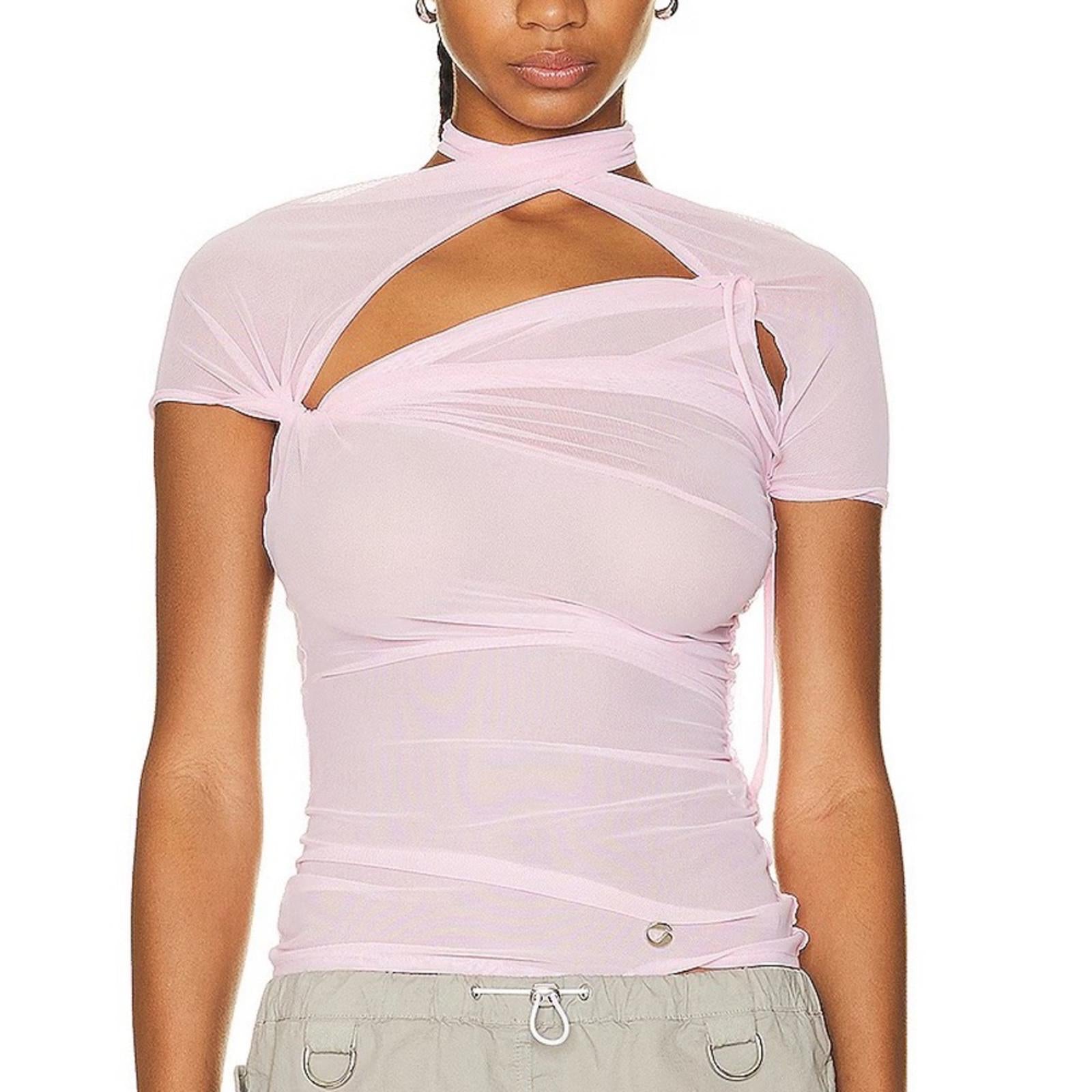 Coperni Asymmetric Draped Mesh Top