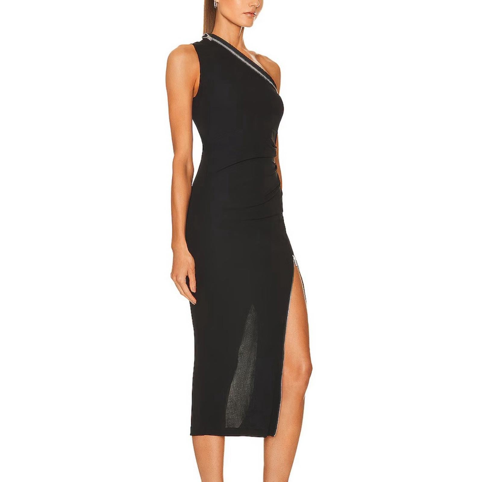 Helmut Lang Asymmetric Zip Midi Dress