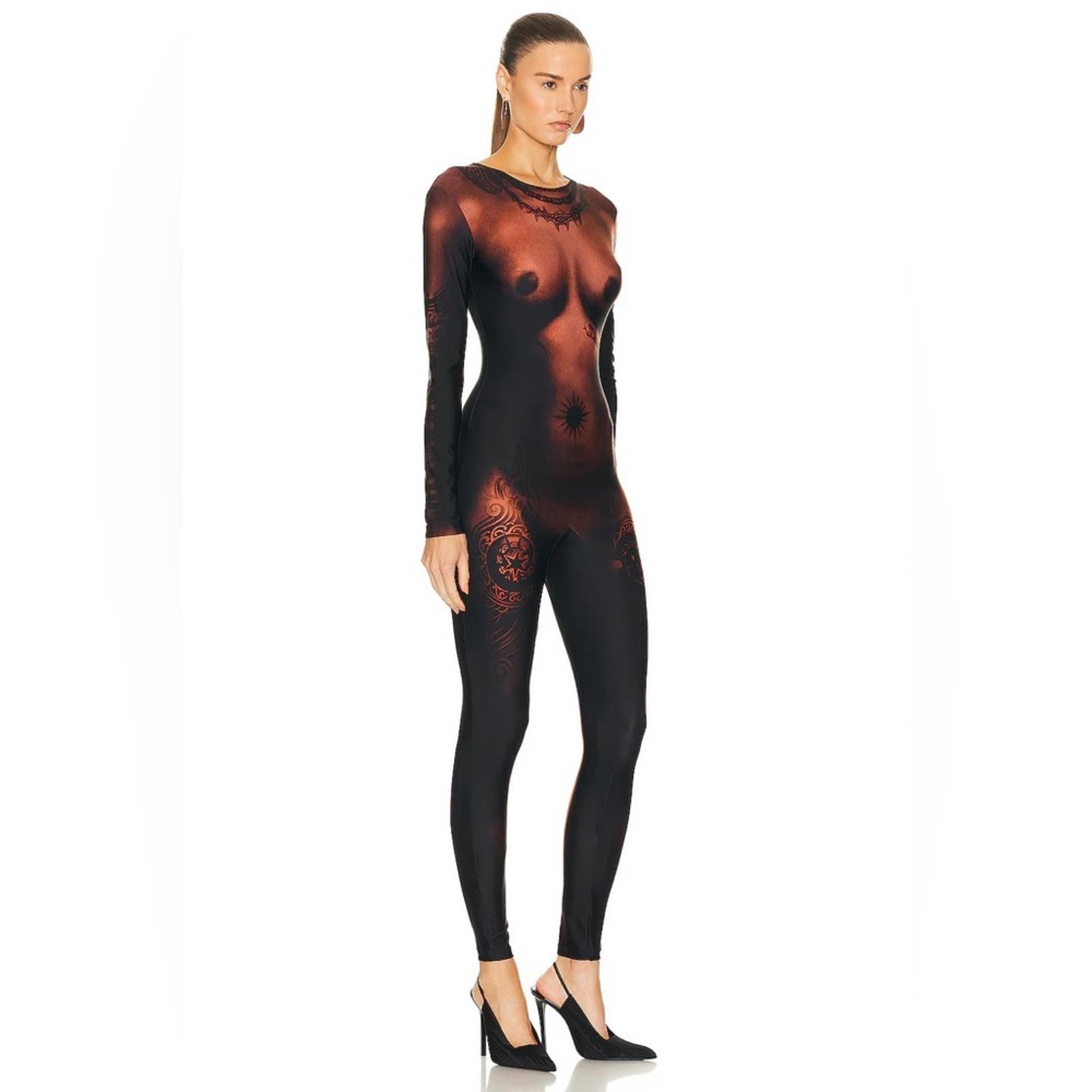 Jean Paul Gaultier Printer Corps Long Sleeve High Neck Jumpsuit