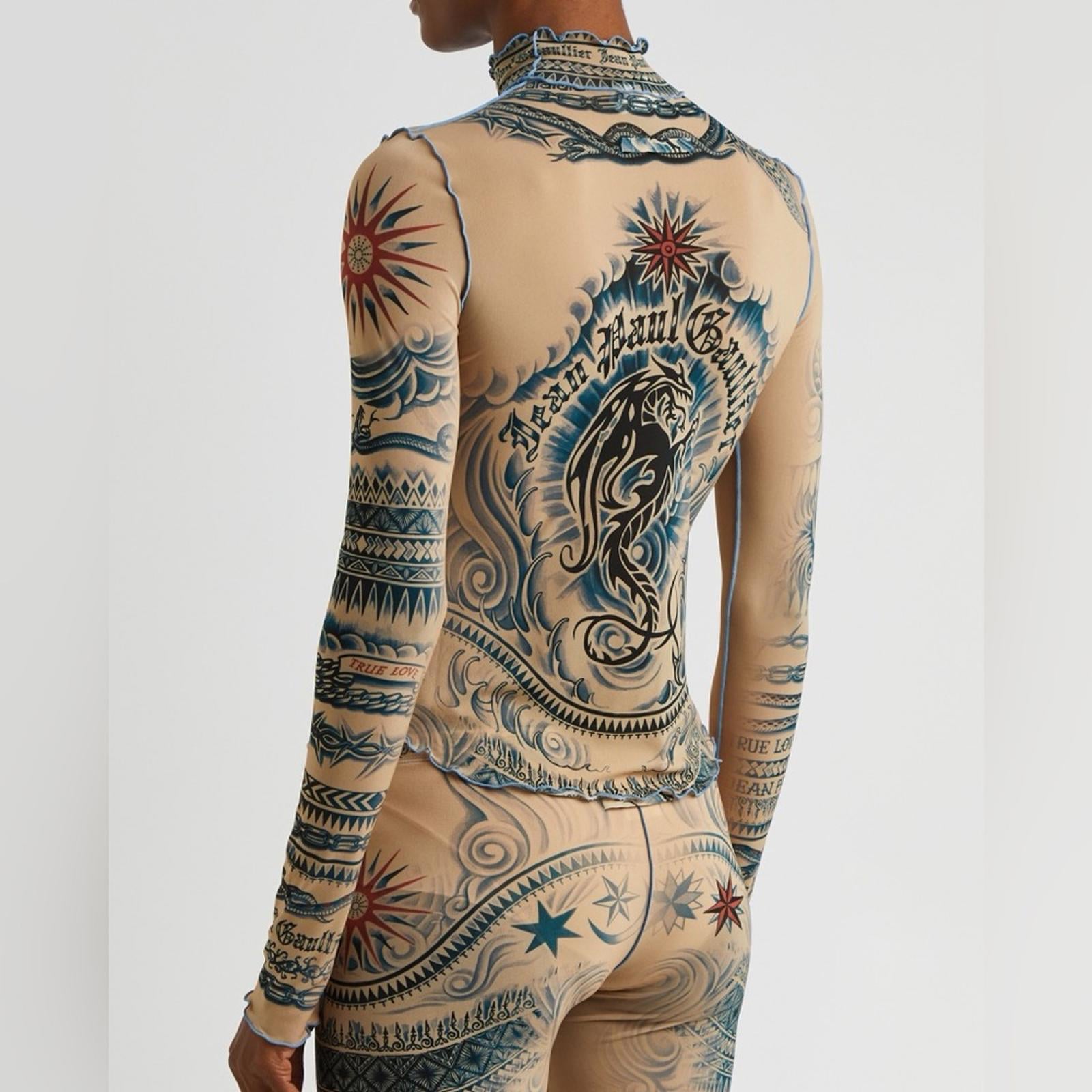 Jean Paul Gaultier Printed Soleil Long Sleeve High Neck Top