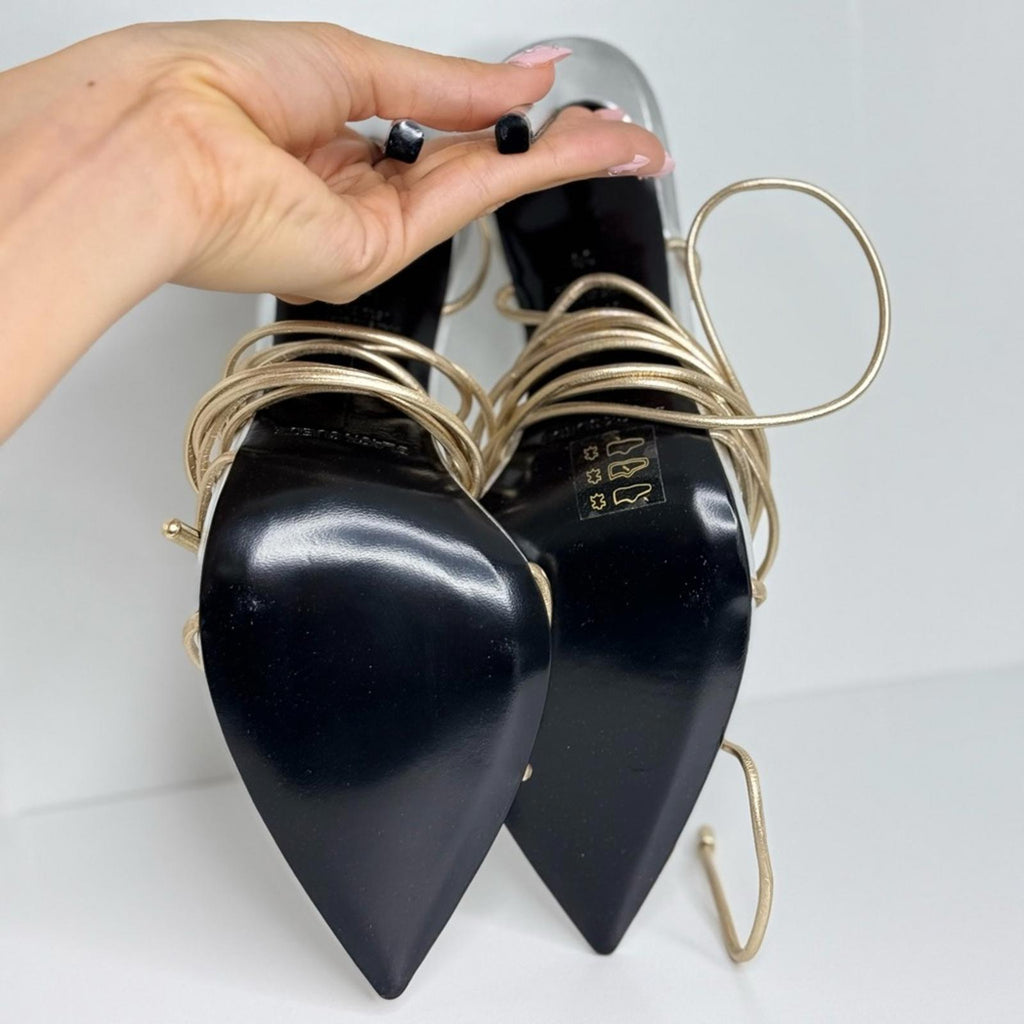 Black Suede Studio Talia Heel Sandals