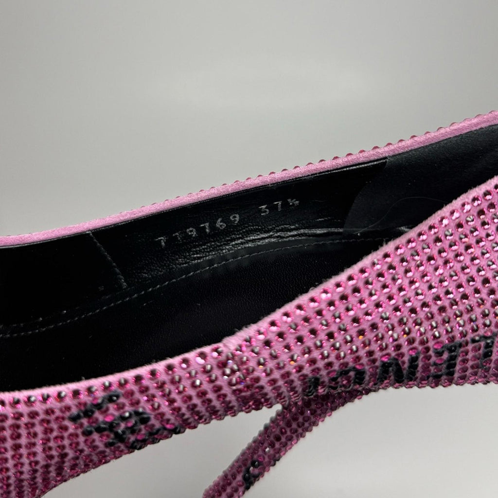 Balenciaga Square Knife Crystal -Embellished Logo Suede Pumps
