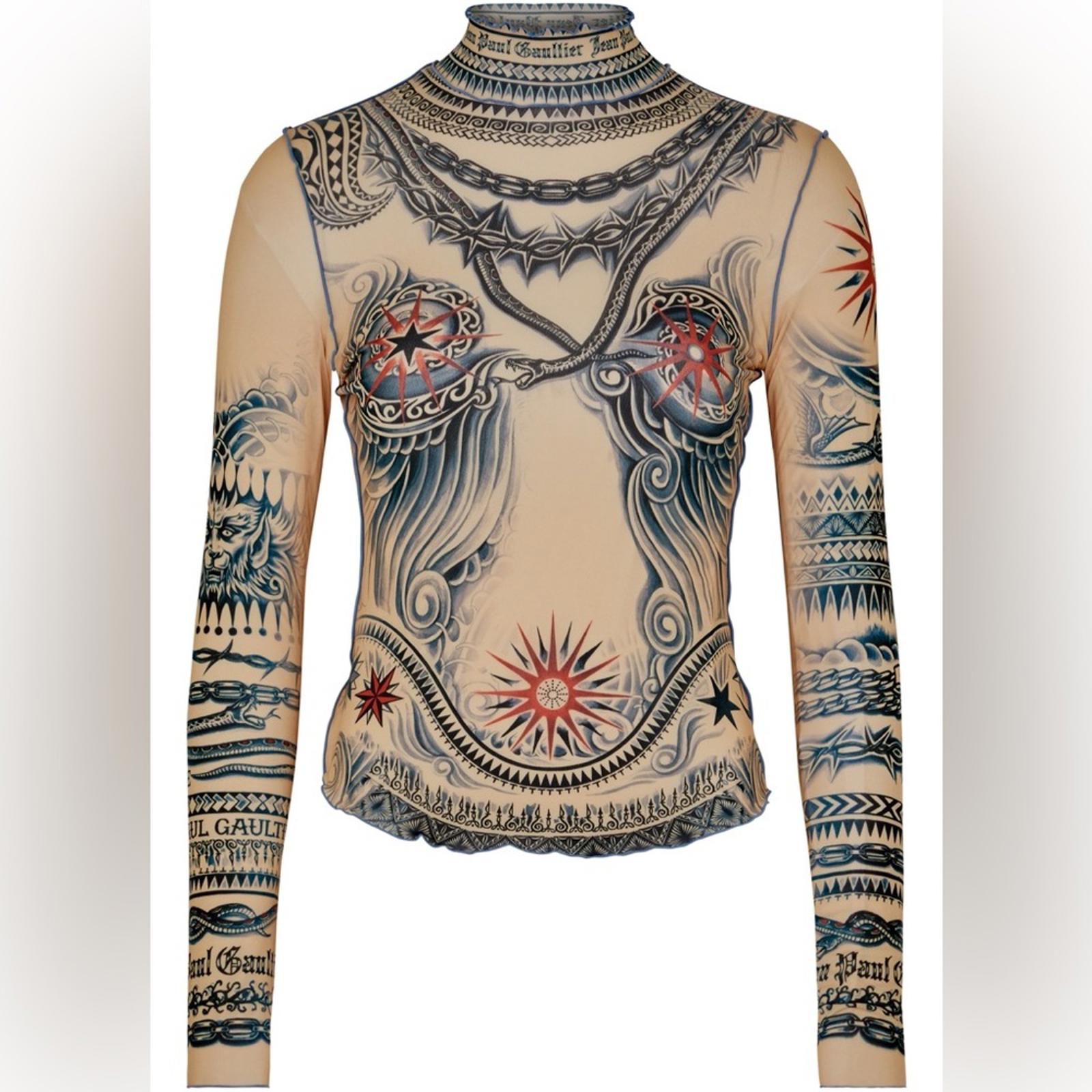 Jean Paul Gaultier Printed Soleil Long Sleeve High Neck Top