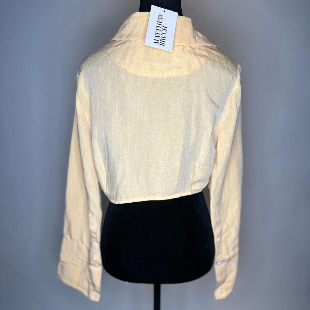 Matthew Bruch Long Sleeve Cropped Button Up Shirt