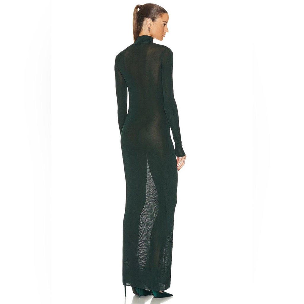 Saint Laurent Mock Neck Long Sleeve Dress