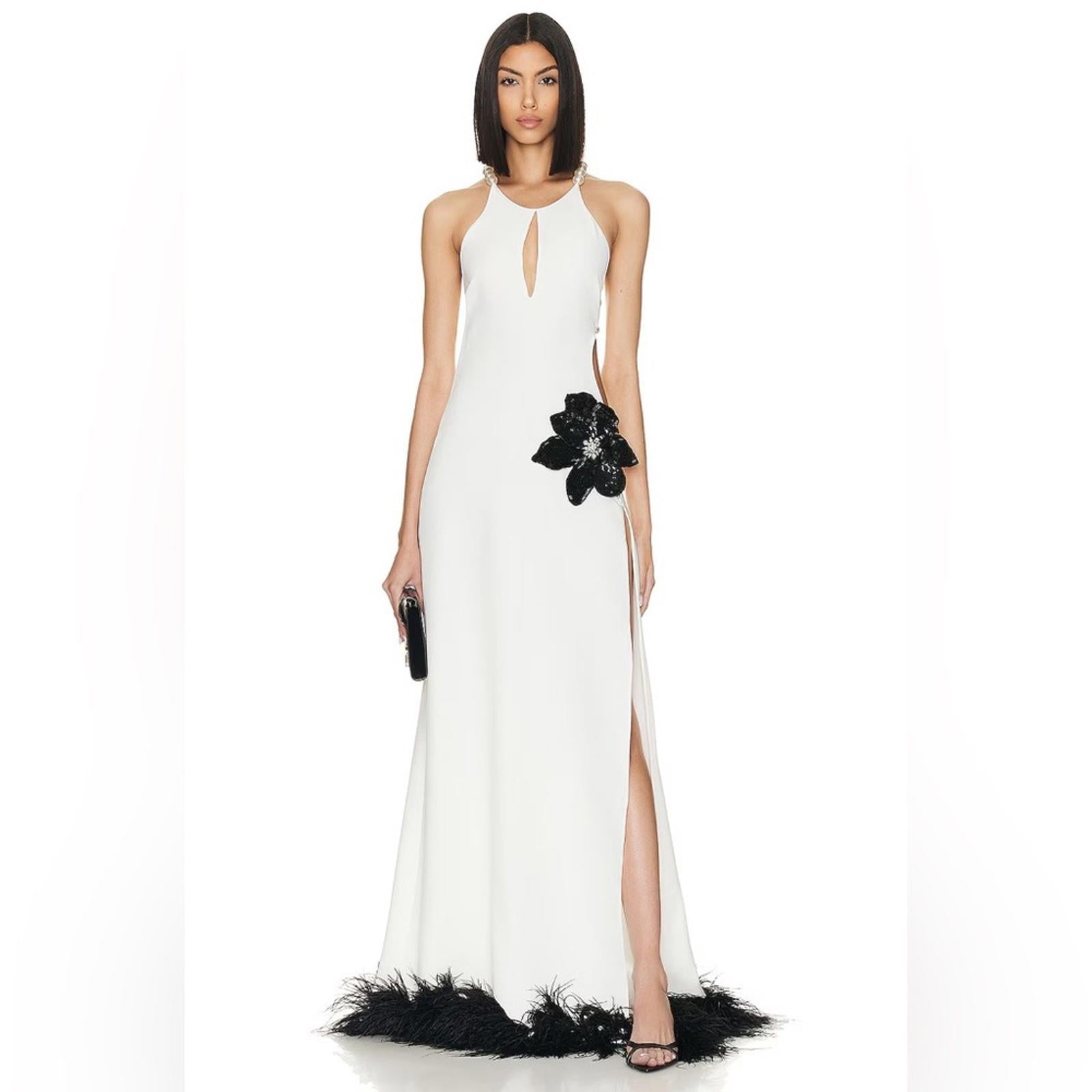 PatBo Halterneck Feather Trim Gown