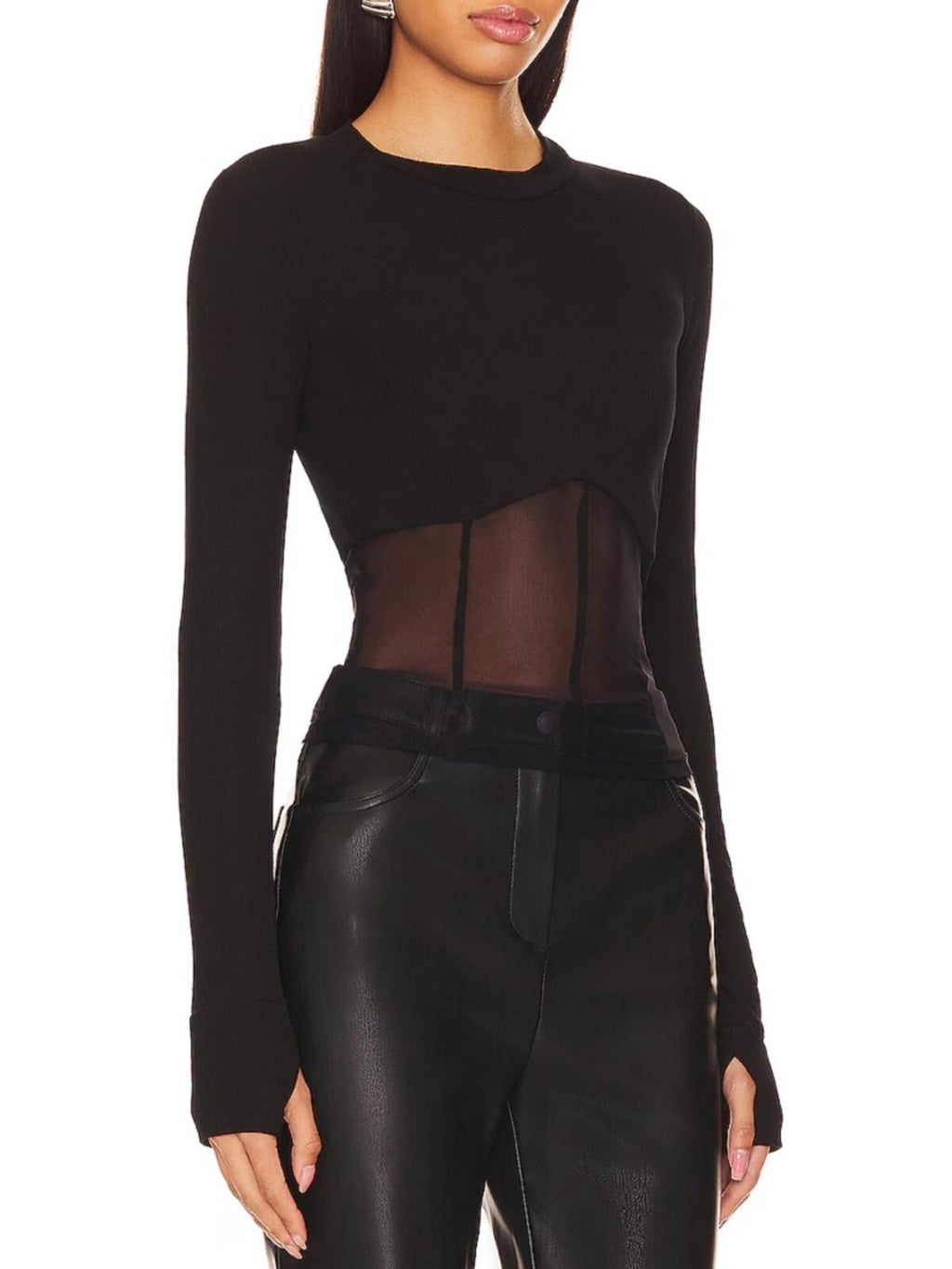 Michael Lauren Danton Rib Mesh Corset Top