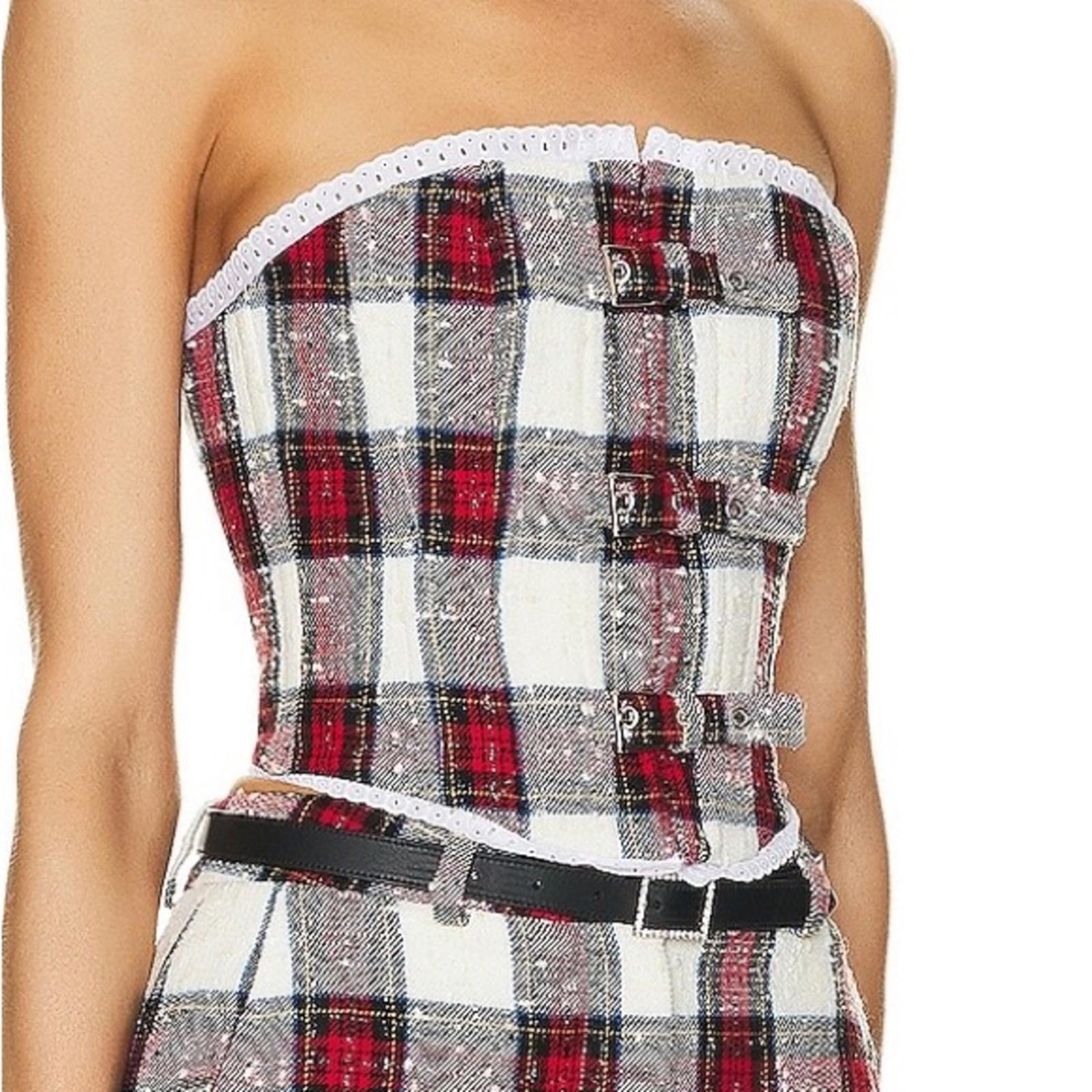 Alessandra Rich Checked Bustier Top