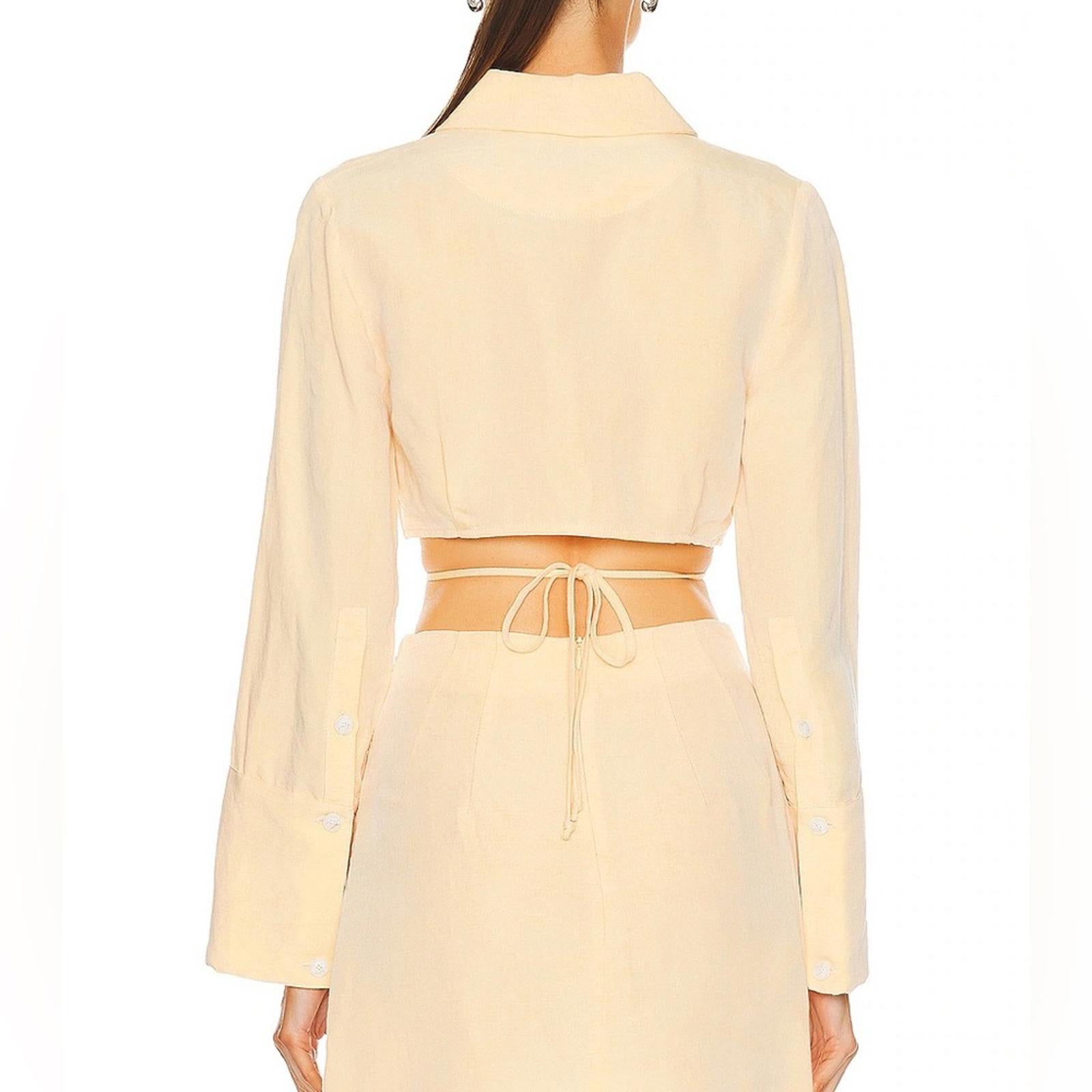 Matthew Bruch Long Sleeve Cropped Button Up Shirt