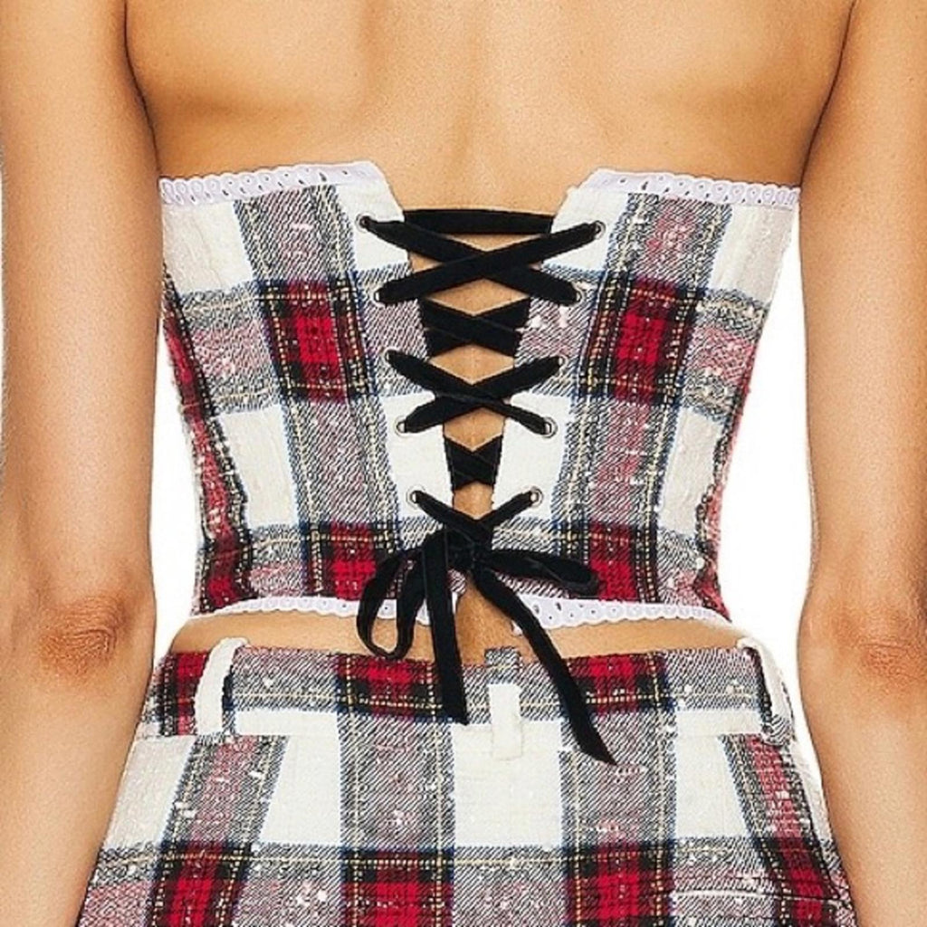 Alessandra Rich Checked Bustier Top