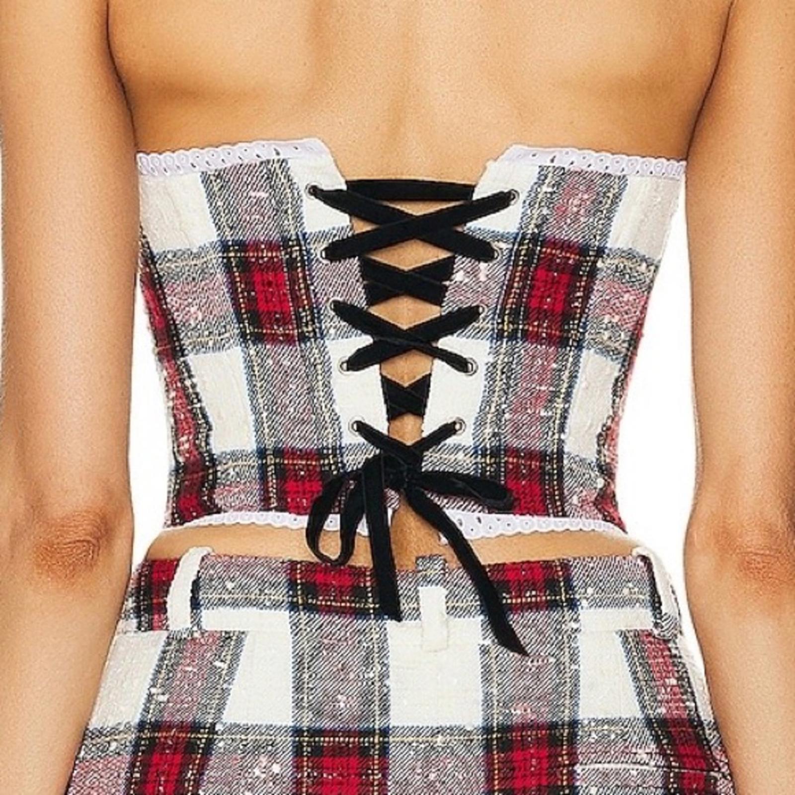 Alessandra Rich Checked Bustier Top