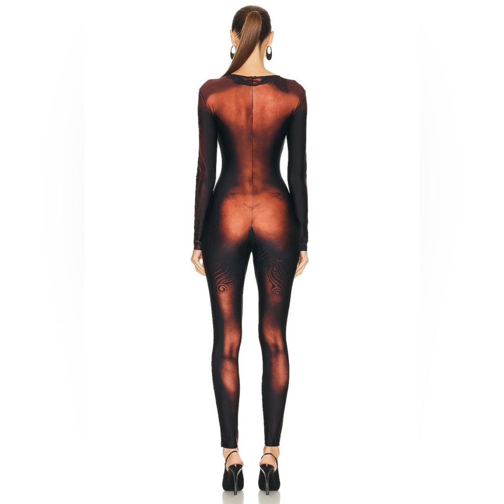 Jean Paul Gaultier Printer Corps Long Sleeve High Neck Jumpsuit